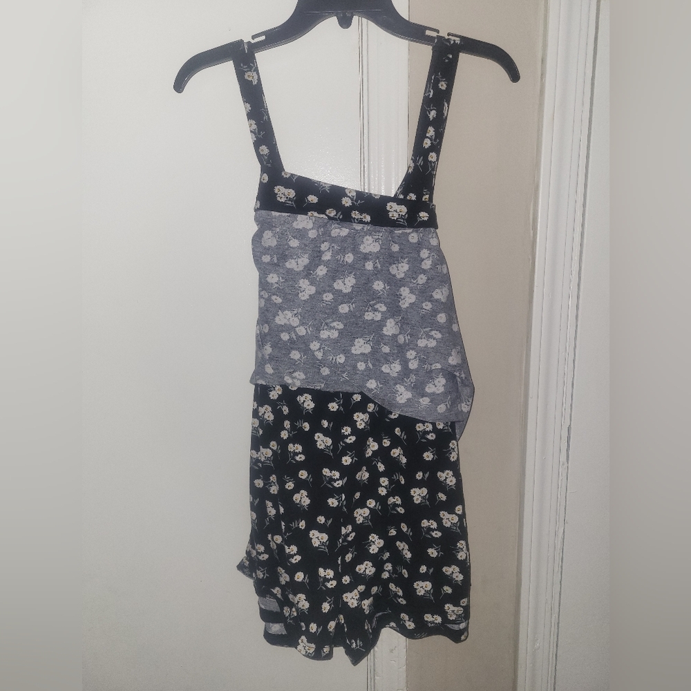 Floral Black and Gray Dress
